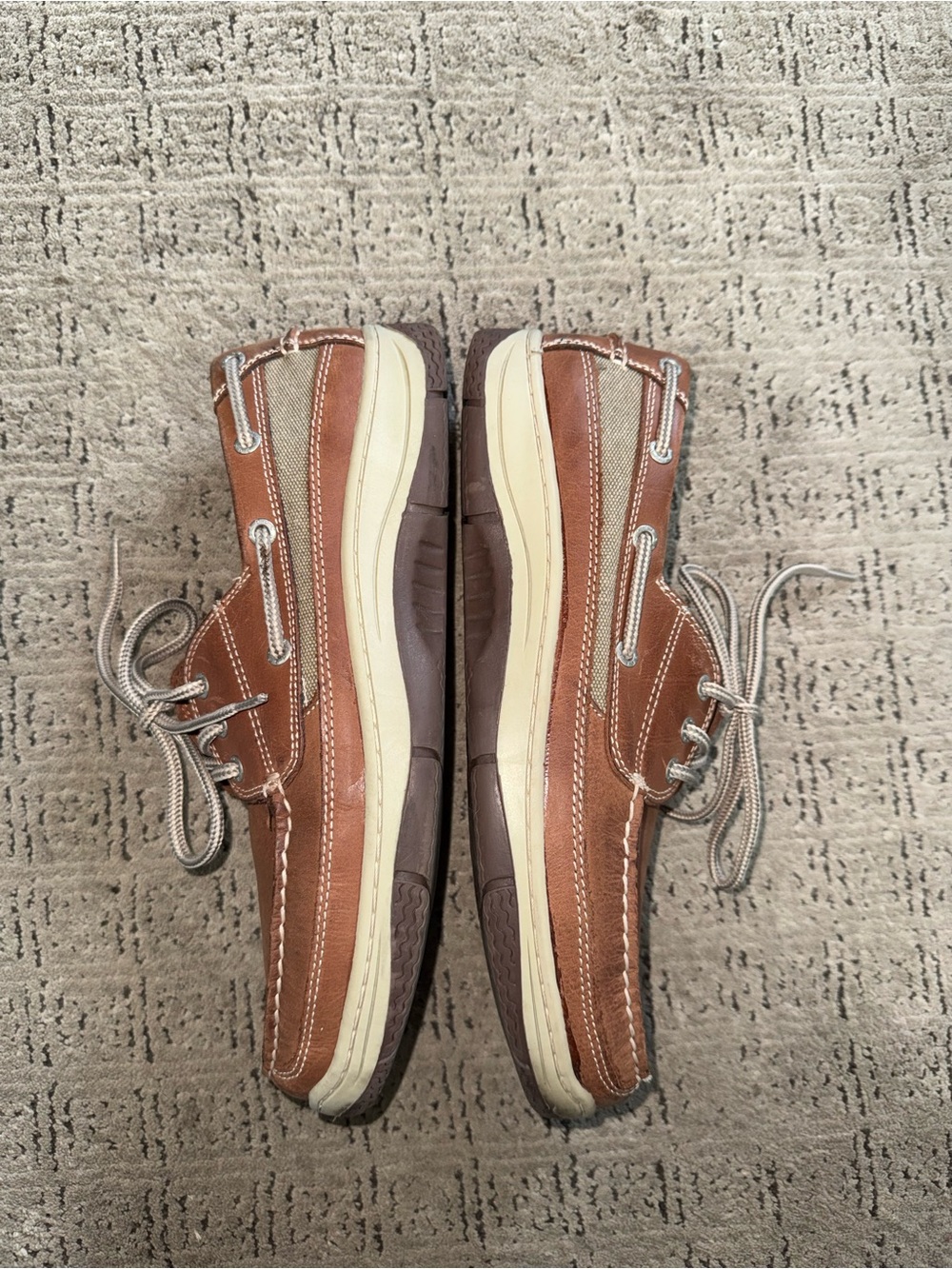 Dockers Men's Tan Leather Lace-Up Boat Shoes Size 10M - Picture 3 of 5